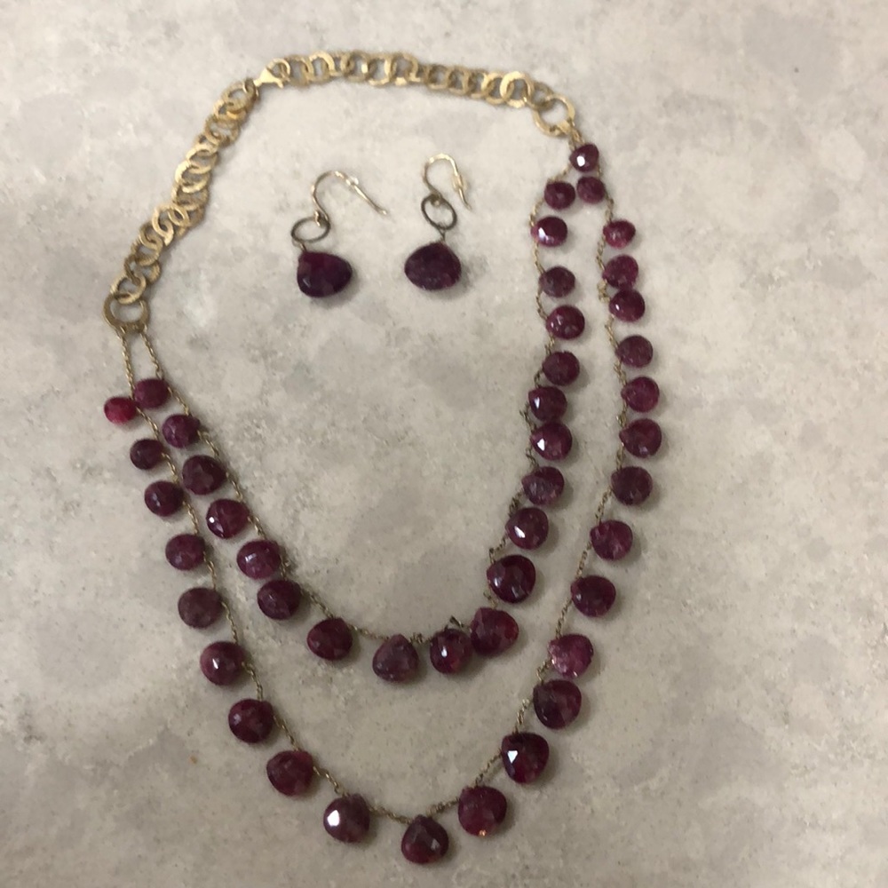 Stella and Dot Ruby Necklace and Earrings